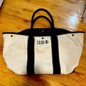 Jcrew canvas Montauk tote - Pi Beta Phi embroidery - huge and useful